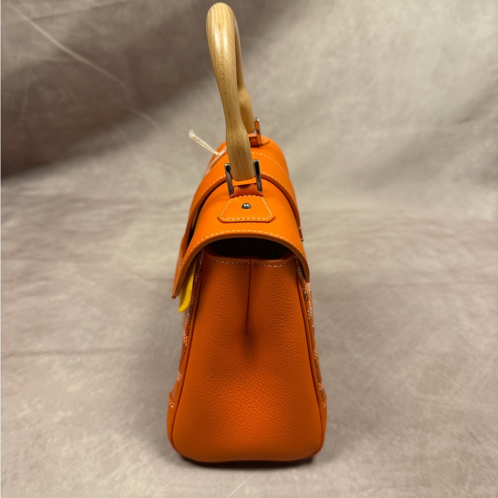 GOYARD SAIGON SOUPLE MINI ORANGE LEATHER & GOYARDINE CANVAS BAG - NEW W DUST BAG - Picture 5 of 12
